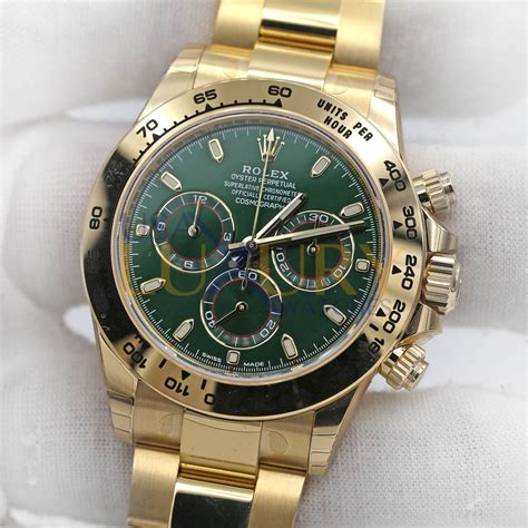 green gold rolex daytona|rolex gold daytona green dial.